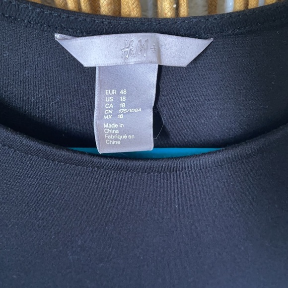 H&M thick cotton midi dress fitted body long mesh sleeve - Picture 4 of 6